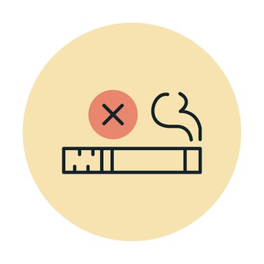 Tütün Günü vektör illüstrasyonu yok, dumanı tüten renk çizgisi simgesi yok 