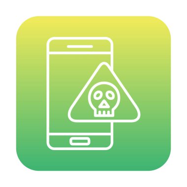 akıllı telefon ve kafatası simgesi tasarımı, tehlike ve uyarı teması, vektör illüstrasyonu