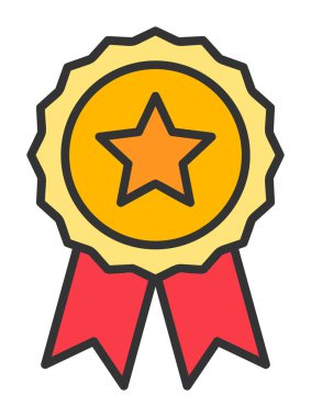 Ödül rozet vektörü düz çizgi simgesi