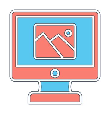 Comoputer galeri simgesi, vektör illüstrasyonu
