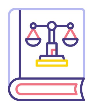 Adalet kitabı simgesi, vektör illüstrasyonu