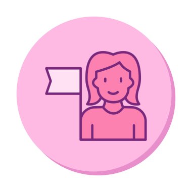 Bayrağı olan insanlar, tasarım vektörü illüstrasyonunda feminizm 