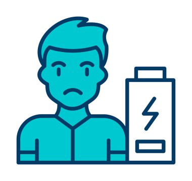 Enerji bataryası olmayan bir adamın vektör çizimi 