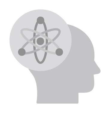 Atom, bilim simgesi, vektör illüstrasyon tasarımı olan insan kafası                                   