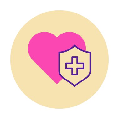 Çapraz ikonlu kalp, vektör çizimi. Sağlık hizmetleri kavramı                             