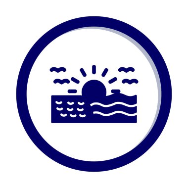 Deniz Ağı simgesinde gün doğumu, vektör illüstrasyonu 