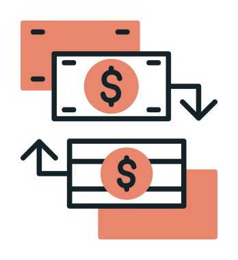 para değişimi simgesi, vektör illüstrasyonu 