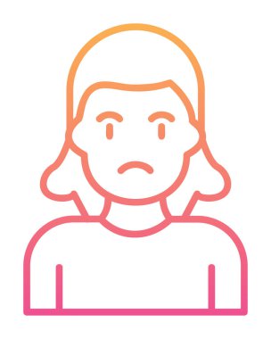 Üzgün kadın web simgesi basit vektör illüstrasyonu