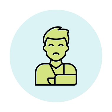 Elinde travma ikonu olan adam vektör illüstrasyonu 