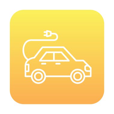 Elektrikli araba ikonu. Elektrikli otomobil ve şarj sembolü. Çevre dostu elektro araç konsepti. Vektör illüstrasyonu 