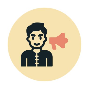 Gençler megafonla, vektör illüstrasyonuyla protesto ediyor  