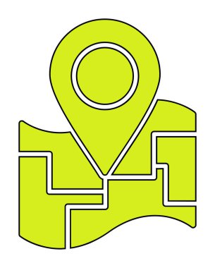 Konum iğnesi, vektör illüstrasyonlu harita simgesi