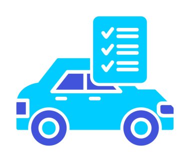 Araç kontrol listesi simgesi, araba bakım vektörü illüstrasyonu 