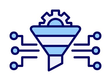 Dişli ve filtre simgesi, vektör illüstrasyonu ile Çalışma Süreci 