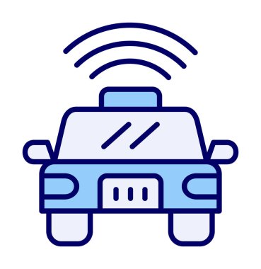 Akıllı araba düz ikonu. Otomobil kontrolüne uzaktan erişim. Nesnelerin İnterneti. Vektör illüstrasyonu 