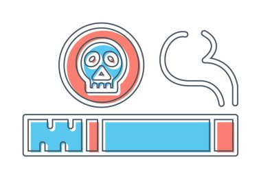 Sigara ikonlu düz bir kafatası.