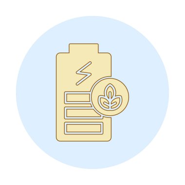 Vektör ekoloji ikonu illüstrasyonu. Yeşil Pil                           