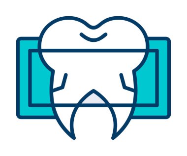 Diş bakımı ikonu, basit tasarım. Vektör çizimi. Diş röntgeni                                