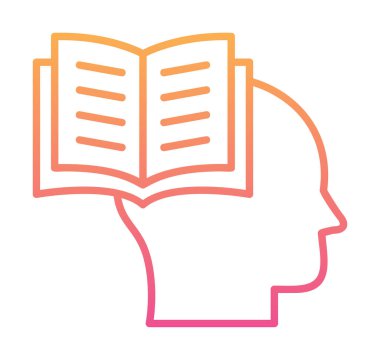 Beyaz arkaplanda izole edilmiş modaya uygun düz biçimli kitap simgesine sahip baş. 