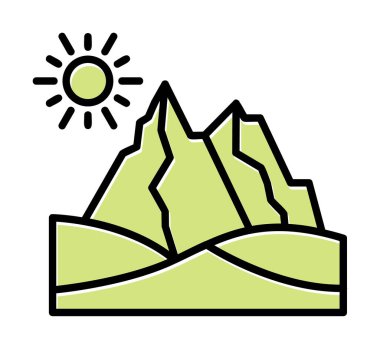 Çöl dağı manzara ikonu vektör illüstrasyon tasarımı