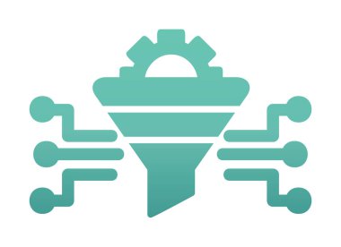 Dişli ve filtre simgesi, vektör illüstrasyonu ile Çalışma Süreci 