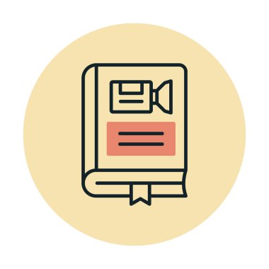 Kamera işaretli kitap simgesi, vektör illüstrasyonu basit tasarım