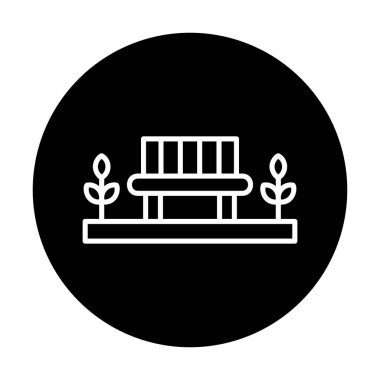 Park bankının ikonu. Düz renk tasarımı. vektör illüstrasyonu