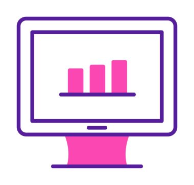 iş grafiği bilgisayar ekranında, vektör illüstrasyonu basit tasarım