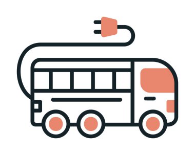 Elektrikli otobüs. Web simgesi basit illüstrasyon