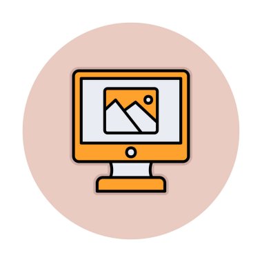 Comoputer galeri simgesi, vektör illüstrasyonu