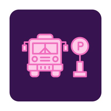 Otobüs park simgesinin vektör illüstrasyonu 