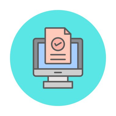 Bilgisayar ekranında web sitesi kayıt simgesi, vektör illüstrasyonu basit tasarım