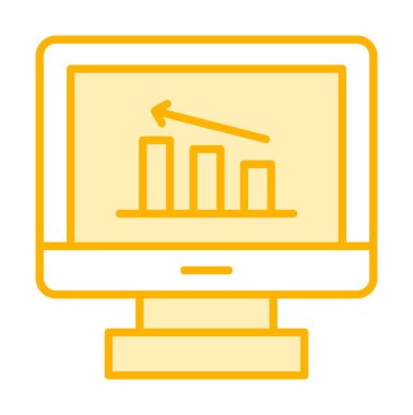 İstatistik simgesi, vektör illüstrasyonlu bilgisayar monitörü                        