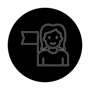 Bayrağı olan insanlar, tasarım vektörü illüstrasyonunda feminizm 