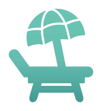 Plaj Sandalyesi Web simgesi, vektör illüstrasyonu