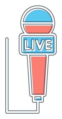 Mikrofonlu canlı yayın. Canlı yayın konsepti ikonu. canlı yayın medyası. vektör.                                       