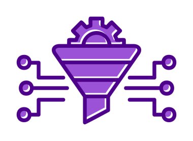 Dişli ve filtre simgesi, vektör illüstrasyonu ile Çalışma Süreci 