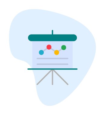 Sunum, grafikli iş tahtası, vektör illüstrasyonu