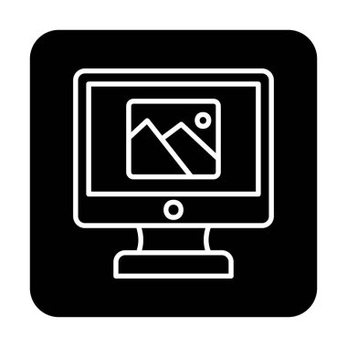Comoputer galeri simgesi, vektör illüstrasyonu