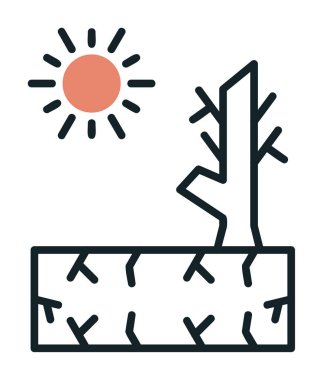 Kuraklık zeminli bir ağacın vektör düzlüğü simgesi 