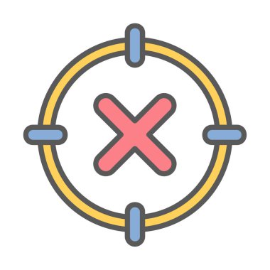  Çember simgesinde konsantrasyon ya da çapraz çizgi yok, vektör illüstrasyonu 