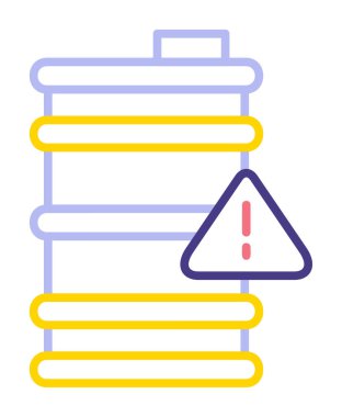 Tehlike işareti ve namlu simgesi, vektör illüstrasyonu 