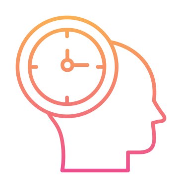 İnsan kafası ikonlu saat. vektör illüstrasyonu                          