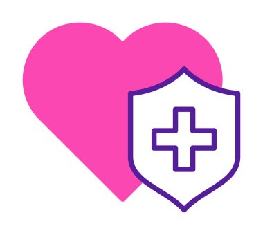 Çapraz ikonlu kalp, vektör çizimi. Sağlık hizmetleri kavramı                             