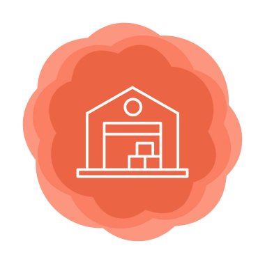 Kutu simgesi ve vektör illüstrasyonlu depo 