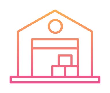 Kutu simgesi ve vektör illüstrasyonlu depo 