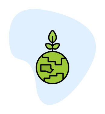 Bitki ikonu vektör illüstrasyonlu Dünya gezegeni 