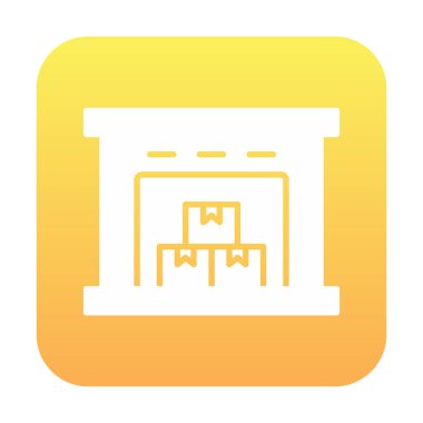 Kutu simgesi ve vektör illüstrasyonlu depo 