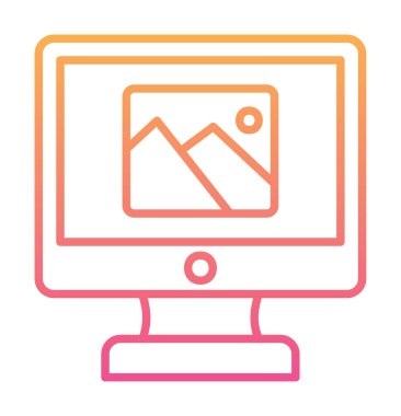 Comoputer galeri simgesi, vektör illüstrasyonu