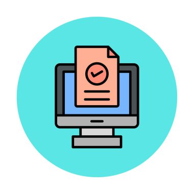 Bilgisayar ekranında web sitesi kayıt simgesi, vektör illüstrasyonu basit tasarım